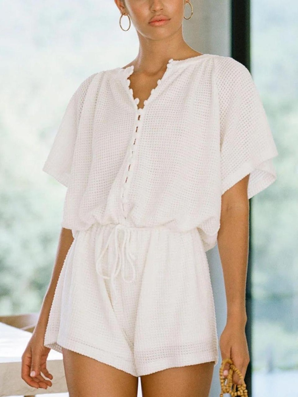 Sabo Skirt White Textured Short Romper